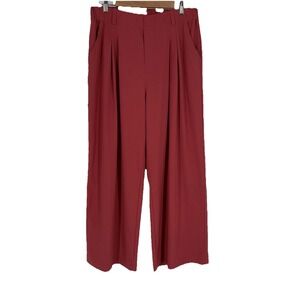 Halara Womens Wide‎ Leg Pants XL Rose Pink Stretch Pleated Front Athleisure